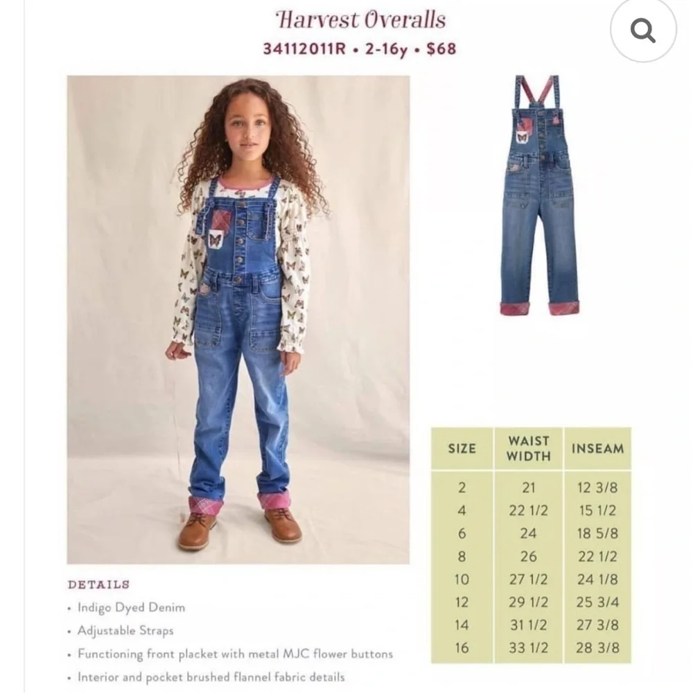 Matilda Jane Harvest Fit Jean Overalls Fall Flutter Set